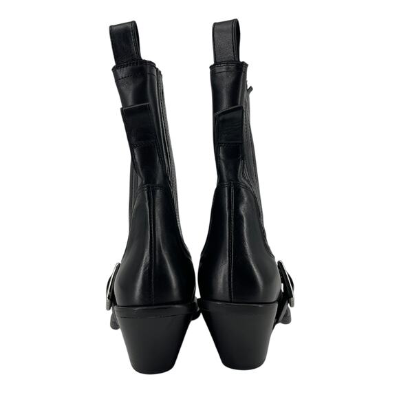 Zara SRPLS Limited Edition Black Leather Cowboy Boots Size 40 EU 9 US - Picture 11 of 13